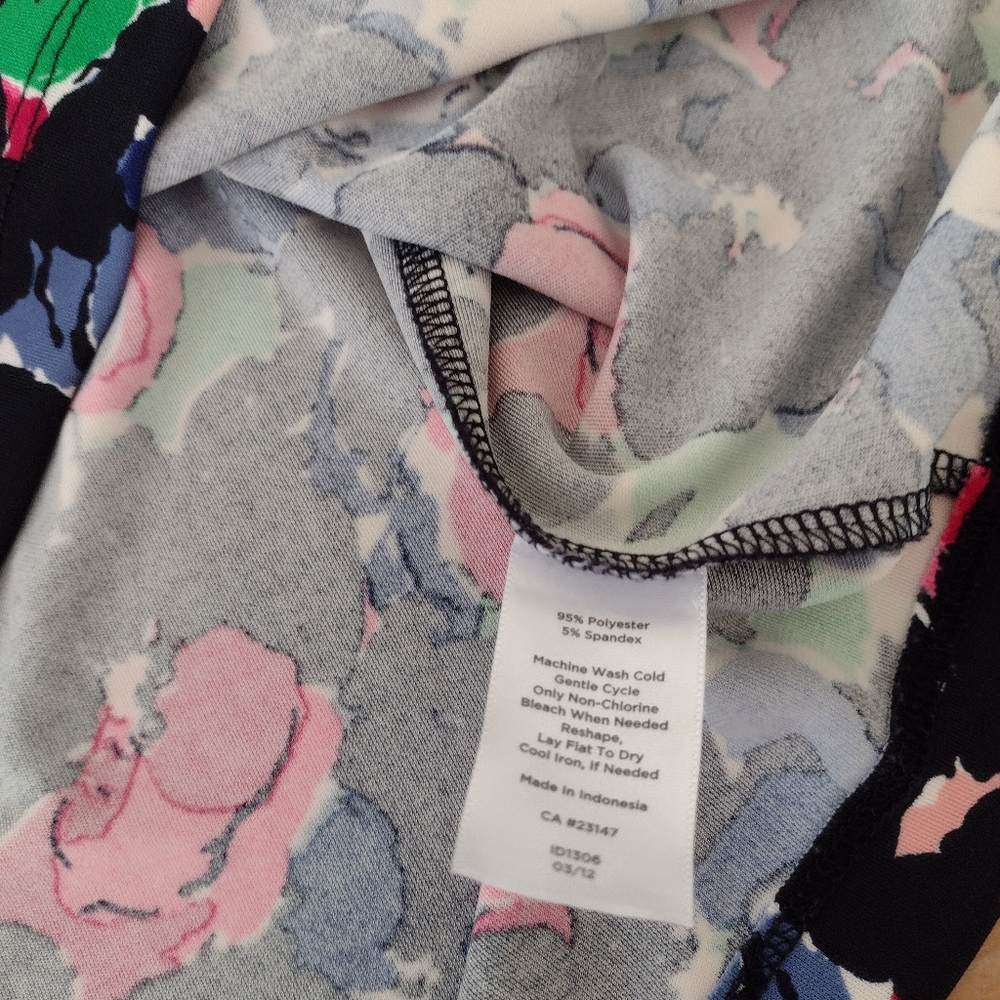 Talbots Black Multi Colored Print Midi Sheath Dre… - image 7